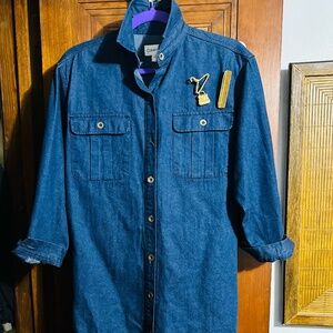 Calvin Klein Denim Shirt Dress | Long Sleeve | Button Front | Casual Chic